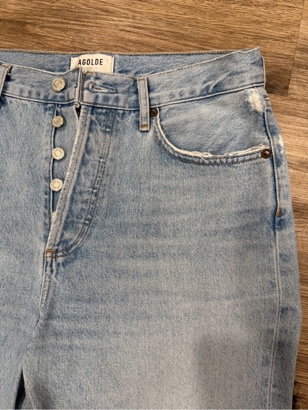 Agolde High-Rise Button-Fly Jeans - light wash